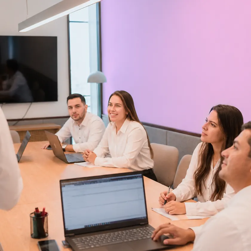 Sesión de formación en una oficina de Habi